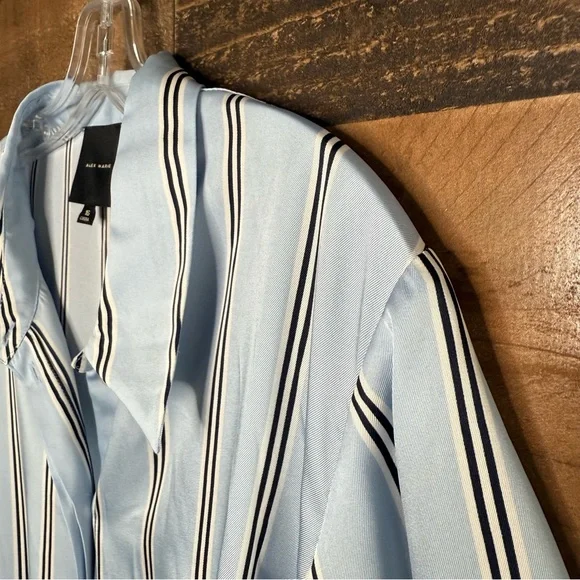 Alex Marie Blue and White Buttoned Midi Dress - Picture 5 of 9